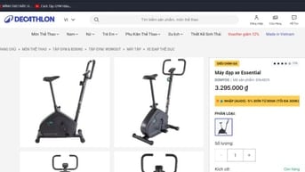 Máy đạp xe Essential Decathlon khung thép 20kg