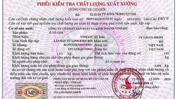 Tìm giấy tờ phiếu kiểm tra chất lượng xuất xưởng xe ô tô