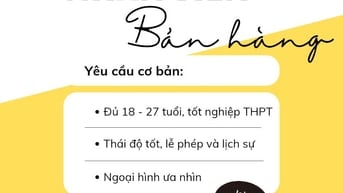 📻 Đại lí chi nhánh quận 11 cần bổ sung nhân viên nam bán hàng cận Tết