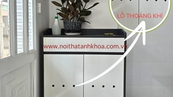 Tủ Đựng Giày Gỗ Công Nghiệp MDF Màu Xám Phối Trắng Giá Rẻ