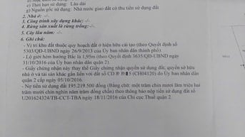 BÁN LÔ ĐẤT DT 109.6M HẺM ĐƯỜNG SỐ 5 Phường bình trưng Tây giá 5.2 Tỷ