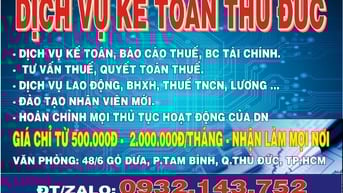 DỊCH VỤ KẾ TOÁN, BÁO CÁO THUẾ, BÁO CÁO TÀI CHÍNH