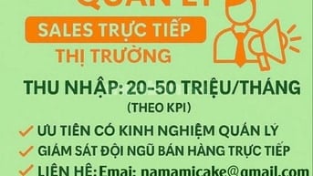 TUYỂN QUẢN LÝ SALES MANAGER ( Phân phối bánh kẹo- đặc sản 3 miền)