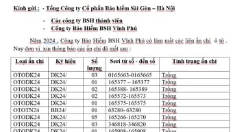 CÔNG TY BẢO HIỂM BSH VĨNH PHÚ thông báo mất ấn chỉ 2024