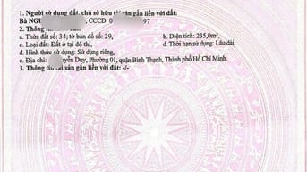 Bán đất mặt tiền đường Nguyễn Duy, quận Bình Thạnh