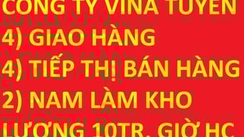 Công ty thiết bị TH ViNa tuyển 4 giao hàng, 2 nam làm kho, 4 tiếp thị 