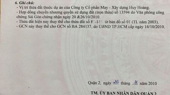 Bán đất nền dự án tại Dự án Huy Hoàng B62 Quận 2