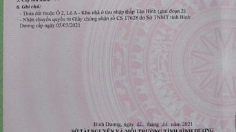 Chính chủ cần tiền bán gấp lô đất khu DC Tân Bình, Dĩ An, Bình Dương