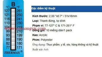 GIẤY ĐO NHIỆT ĐỘ THERMAX,  temperature indicator label