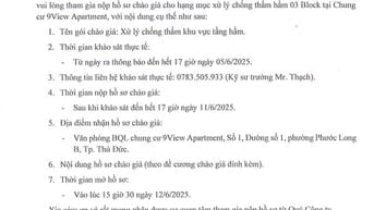 Chào giá về hạng mục xử lý chống thấm chung cư 9View