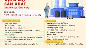 TUYỂN DỤNG GIÁM SÁT SẢN XUẤT (Ngành sợi tổng hợp)