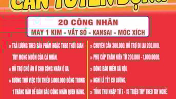 Công ty TNHH Minerva cần tuyển dụng 30 công nhân may 1 kim, vắt sổ...
