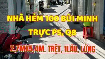 Nhà mới tuyệt đẹp, Hẻm 100 Bùi Minh Trực P5, Q8. Trệt, 1lầu, 1lửng.