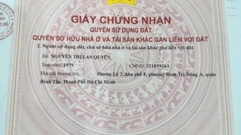 Bán nhà MTNBộ 9m(XT) Hương Lộ 2, P.B.T.Đông A, Q.Bình Tân giá 5.25 tỷ