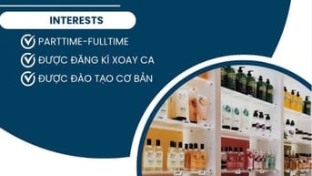 BÁN HÀNG PART TIME/ FULL TIME TẠI ĐẠI LÝ MỸ PHẨM KHU VỰC QUẬN 10