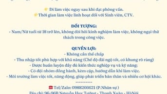 Cty Minh An (DESerio) Tuyển Sinh viên, CTV làm Part Time