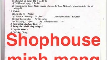 Nhà Shophouse 4 tầng,2MT Minh Mạng,Hòa Quý,ĐNẵng, 44 tỷ