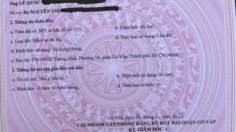 Chính chủ bán nhà hẻm xe hơi 276/105/11 Thống Nhất, phuong16, Gò Vấp