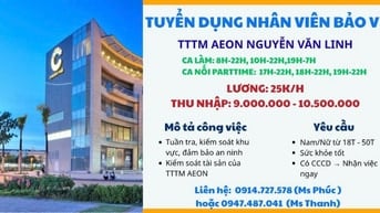 NHÂN VIÊN BẢO VỆ LÀM VIỆC TẠI AEON QUẬN 7