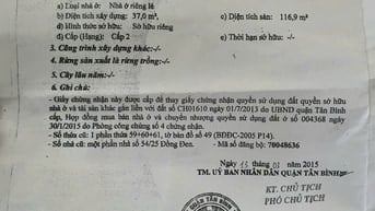 CHính CHủ Cần Bán 3 Căn Nhà Khu Bàu Cát- Tân Bình- TPHCM