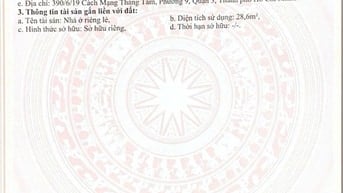 Em cần bán căn nhà chính chủ CMT8 quận 3