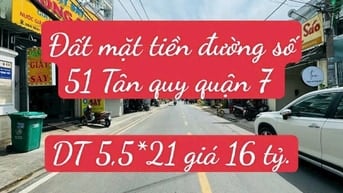 Đất mặt tiền đường số Tân quy Quận 7. 5,5*21 chỉ 16 tỷ.