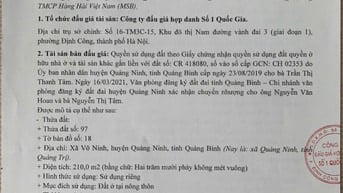 CÔNG TY ĐẤU GIÁ HỢP DANH SỐ 1 QUÔC GIA THÔNG BÁO BÁN ĐẤU GIÁ TÀI SẢN 