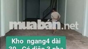 Kho mới 4×30 có gác cao ráo sạch sẽ . Điện 3 pha . Đường vĩnh lộc B