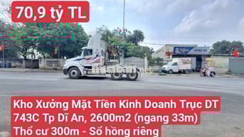 Mặt Tiền Kinh Doanh Kho Xưởng Trục ĐT 743C Tp Dĩ An (P. Dĩ An TpHCM)