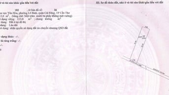 Bán 113m2 ODT tại khu vực Yên Hòa, P.Lê Bình, Q.Cái Răng, TP.Cần Thơ