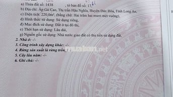 Đất thổ cư ở đô thị - thị trấn Hậu Nghĩa - Đức Hòa Long An