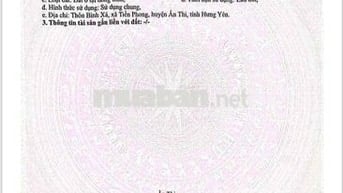 🏡 CHÍNH CHỦ GỬI BÁN LÔ ĐẤT BÌNH XÁ – TIỀN PHONG – ÂN THI – HƯNG YÊN 📌
