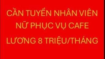 Tuyển nhân viên phục vụ cafe, nữ tuổi từ 25 đến 45, lương 8 triệu
