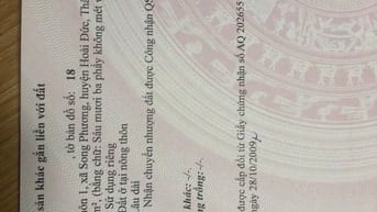 Tôi cần bán mảnh đất 63m thôn 1(trại gần)song phương, hoài đức-sơnđồng