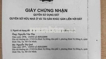 nhà bán Đường bình trị đông,F bình trị đông 3 x 10 giá 3,450 tỷ TL