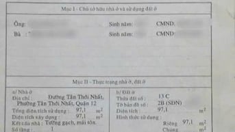 Bán nhà phường Tân Thới Nhất - 4mx27m - Ngay Chợ Lạc Quang - 4 tỷ 500