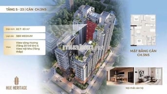 CĂN HỘ TRUNG TÂM THÀNH PHỐ HUẾ, 3PN 75m2. GIÁ TỐT TỪ CĐT DỰ ÁN