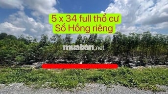 5 x 34 full thổ cư ngay KCN Phước Đông sổ Hồng riêng chỉ 595 triệu