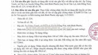 BĐS tại xã Tân Lợi, Đồng Phú, Bình Phước (nay là xã Tân Lợi, Đồng Nai)