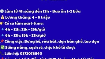 Tuyển người phụ hàng phở tại Đền Lừ - Hà Nội
