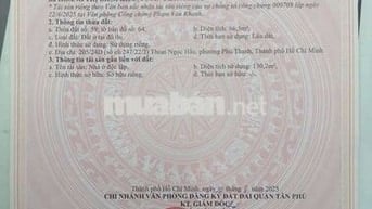 Bán gấp nhà Thoại Ngọc Hầu trệt lầu 4p ngủ 3W