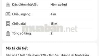 Bán nhà Trệt Lầu hẻm 278 Tầm Vu, 120m2, thổ cư 100%. Giá 2,350 tỷ