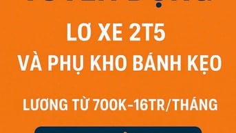 Bình dương tuyển bốc xếp giao hàng 700k, tuyển lái xe b2,c,d siêu thị