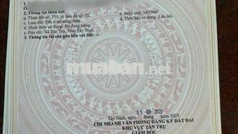 dt : 190m2 , giá : 379tr ( bớt lộc ) bình tịnh-tân trụ - long an