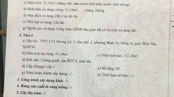  Bán nhà mới hẻm 759/ Hương Lộ 2, DT 4 x 13m, 2.5 tấm, 5.5 tỷ.