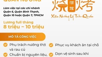 Hệ thống xiên nướng Lý Tửu Quán cần tuyển nhân viên gấp