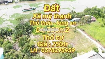 thổ cư 390m2 , giá 750tr , mặt tiền sông vàm cỏ , khu dân cư đông