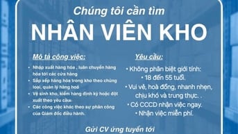 Huyện hóc môn cần 5 bạn đóng gói hàng hóa không cần kinh nghiệm 