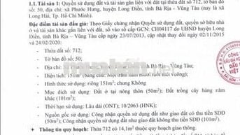 BĐS xã Phước Hưng, huyện Long Điền, tỉnh BR-VT (xã Long Hải, TP.HCM)
