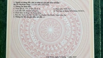 Bán đất MT đường liên xã Tân Lân-Mỹ Lệ,Xã Mỹ Lệ, Cần Đước,Tỉnh Long An
